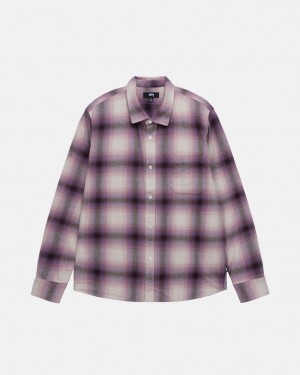 Camisas Stussy Bay Plaid Shirt Hombre Burdeos Chile | WNJ-3378