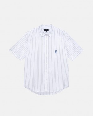 Camisas Stussy Boxy A Rayas Shirt Hombre Blancas Chile | OFP-3042