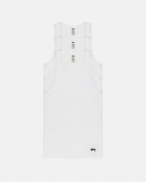 Camisas Stussy Stussy Tank Undershirt Hombre Blancas Chile | EBJ-7044