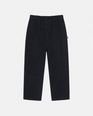 Pantalon Stussy Beach Pant Brushed Algodon Hombre Negras Chile | ZQQ-4853