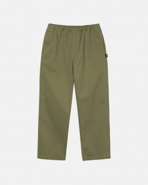 Pantalon Stussy Beach Pant Brushed Algodon Hombre Verde Oliva Chile | IJT-3446