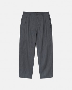 Pantalon Stussy Stripe Volume Plisado Trouser Hombre Gris Chile | ITV-3460