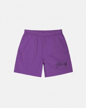 Short Stussy Big Stock Nylon Corta Hombre Moradas Chile | HTQ-2423