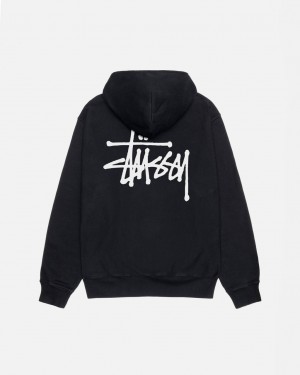 Sudadera con Capucha Stussy Basic Stüssy Pigment Dyed Hoodie Hombre Negras Chile | KHX-5992