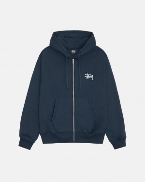 Sudadera con Capucha Stussy Basic Stussy Zip Hoodie Hombre Azul Marino Chile | UNN-9128