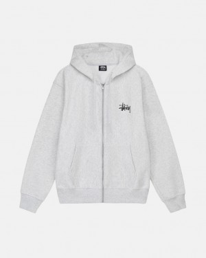 Sudadera con Capucha Stussy Basic Stussy Zip Hoodie Hombre Gris Chile | VGQ-7817