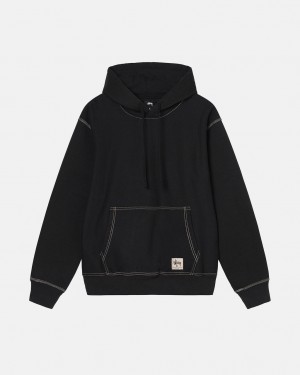 Sudadera con Capucha Stussy Contrast Stitch Label Hoodie Hombre Negras Chile | RRK-5941