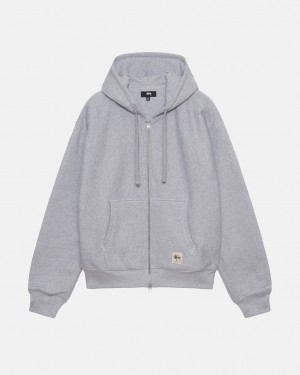 Sudadera con Capucha Stussy Double Face Label Zip Hoodie Hombre Gris Chile | WAA-1735