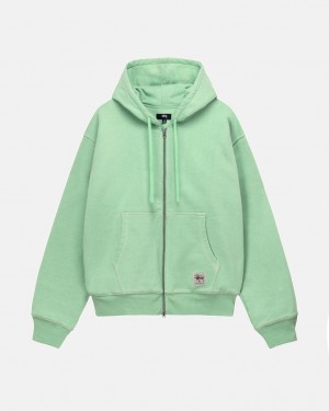 Sudadera con Capucha Stussy Double Face Label Zip Hoodie Mujer Verde Chile | RKI-1956