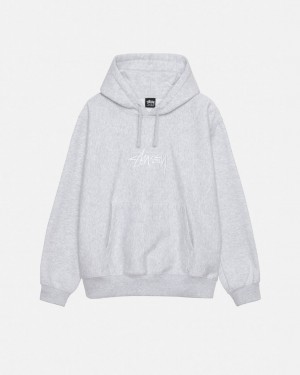 Sudadera con Capucha Stussy Stock Logo Applique Hoodie Mujer Gris Chile | XCK-7842