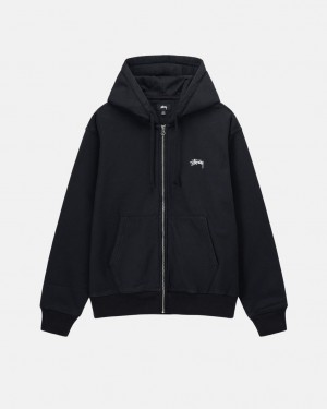 Sudadera con Capucha Stussy Stock Logo Zip Hoodie Hombre Negras Chile | MZM-2554