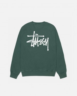 Sudaderas Stussy Basic Stussy Crew Pigment Dyed Hombre Verde Chile | QEH-6842