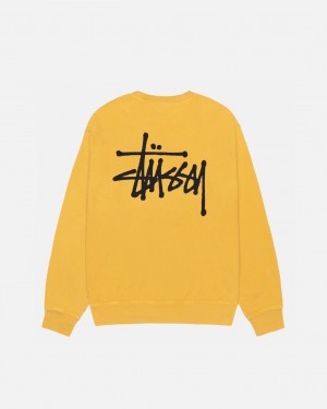 Sudaderas Stussy Basic Stussy Crew Pigment Dyed Hombre Amarillo Chile | CIE-6375