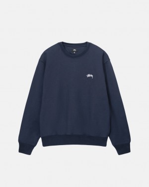 Sudaderas Stussy Overdyed Stock Logo Crew Hombre Azul Marino Chile | HKP-9455