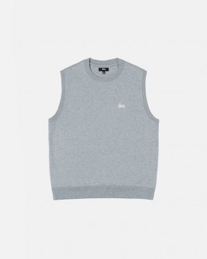 Sudaderas Stussy Stock Fleece Vest Hombre Gris Chile | KAW-3446