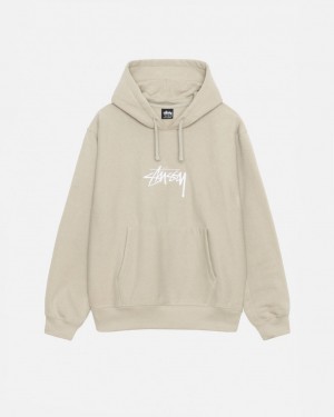 Sudaderas Stussy Stock Logo Applique Hood Hombre Kaki Chile | CKX-3869