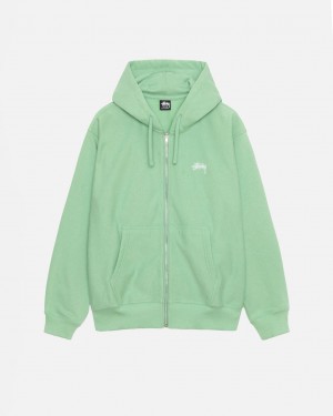 Sudaderas Stussy Stock Logo Zip Hood Hombre Verde Chile | SLD-3690