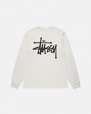 Camiseta Stussy Basic Stussy LS Tee Pigment Dyed Hombre Beige Chile | AQB-6940