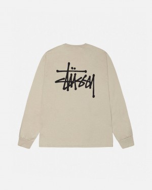 Camiseta Stussy Basic Stussy Ls Tee Hombre Kaki Chile | ASO-9365