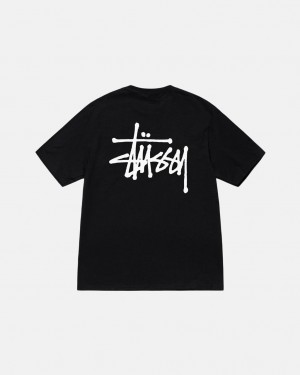 Camiseta Stussy Basic Stussy Tee Hombre Negras Chile | GKM-7448