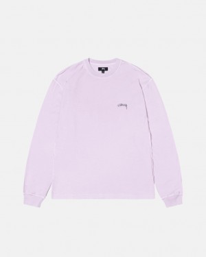 Camiseta Stussy Lazy Ls Tee Hombre Moradas Chile | AOF-8817