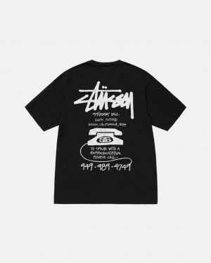 Camiseta Stussy Old Phone Tee Pigment Dyed Hombre Negras Chile | IIT-1926