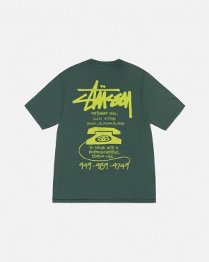 Camiseta Stussy Old Phone Tee Pigment Dyed Hombre Verde Chile | YIM-0346