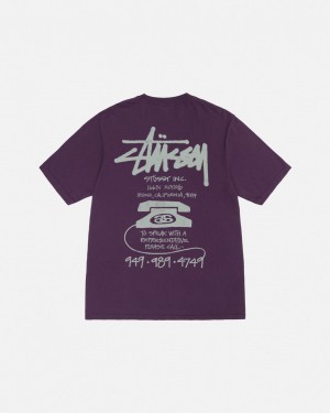 Camiseta Stussy Old Phone Tee Pigment Dyed Hombre Moradas Chile | WFT-4013