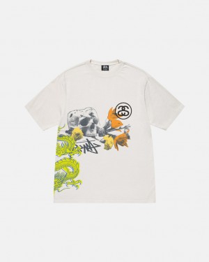 Camiseta Stussy Strike Pigment Dyed Tee Hombre Beige Chile | CZQ-6023