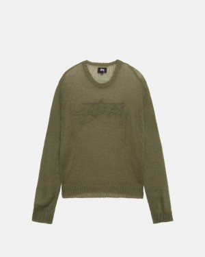 Truien Stussy Loose Knit Sueter Mujer Verde Oliva Chile | TTM-3189