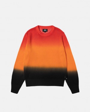 Truien Stussy Pigment Dyed Loose Gauge Knit Sueter Mujer Negras Rojas Chile | KQV-3672