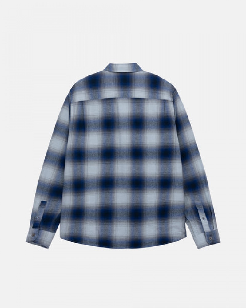 Camisas Stussy Bay Plaid Shirt Hombre Azul Marino Chile | ZJZ-5828