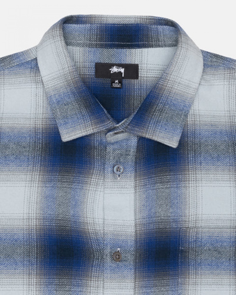 Camisas Stussy Bay Plaid Shirt Hombre Azul Marino Chile | ZJZ-5828