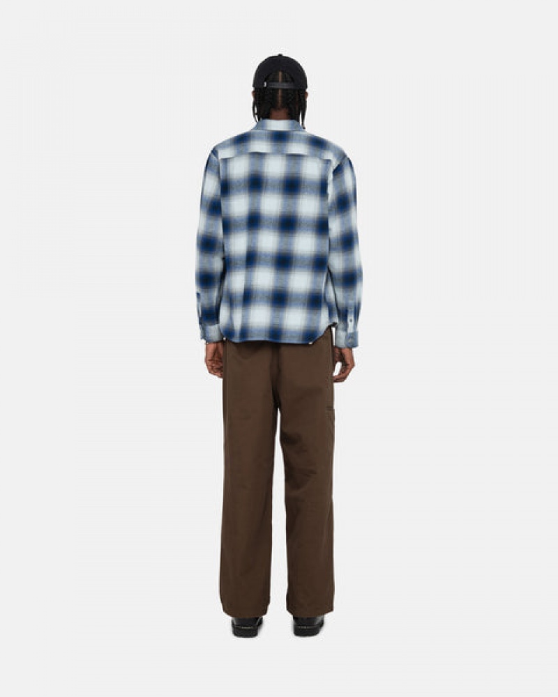 Camisas Stussy Bay Plaid Shirt Hombre Azul Marino Chile | ZJZ-5828