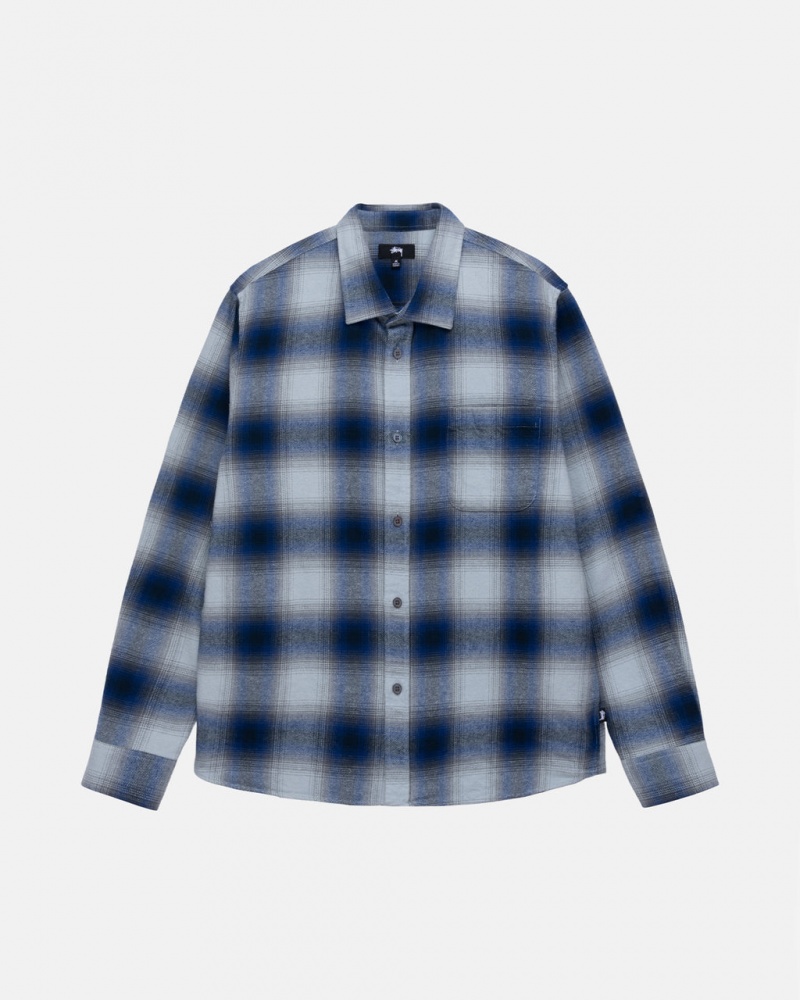 Camisas Stussy Bay Plaid Shirt Hombre Azul Marino Chile | ZJZ-5828