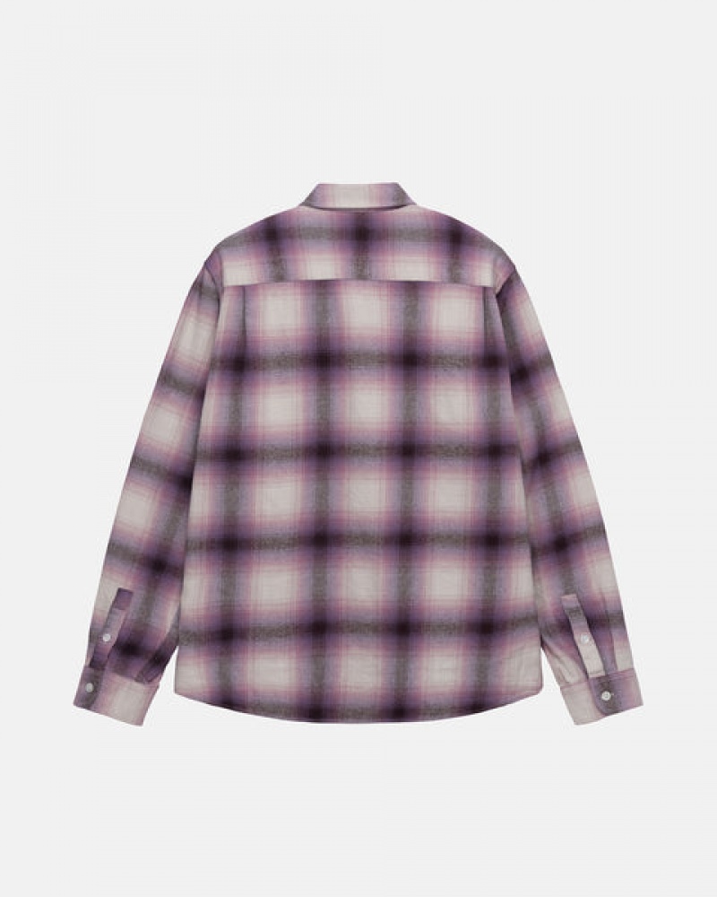 Camisas Stussy Bay Plaid Shirt Hombre Burdeos Chile | WNJ-3378