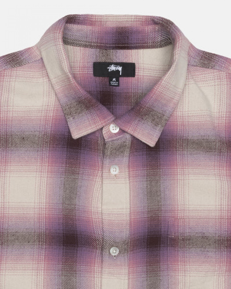 Camisas Stussy Bay Plaid Shirt Hombre Burdeos Chile | WNJ-3378