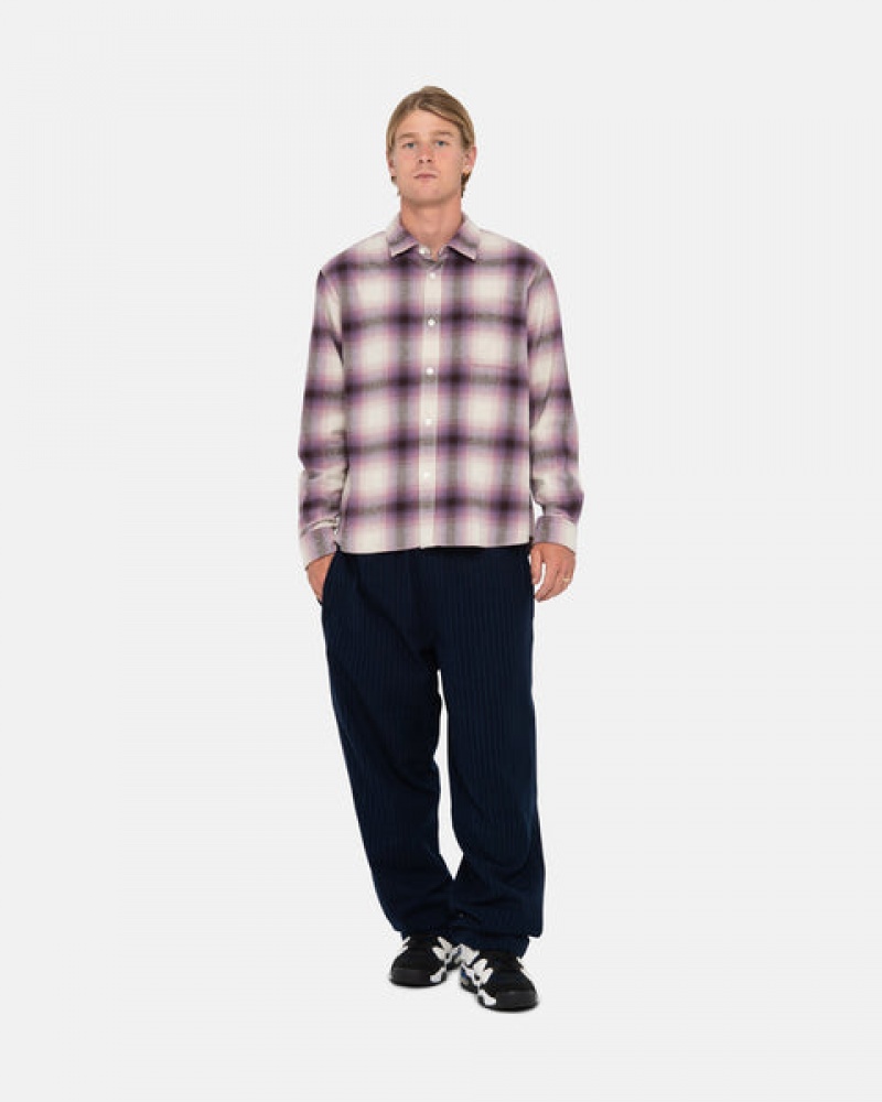 Camisas Stussy Bay Plaid Shirt Hombre Burdeos Chile | WNJ-3378