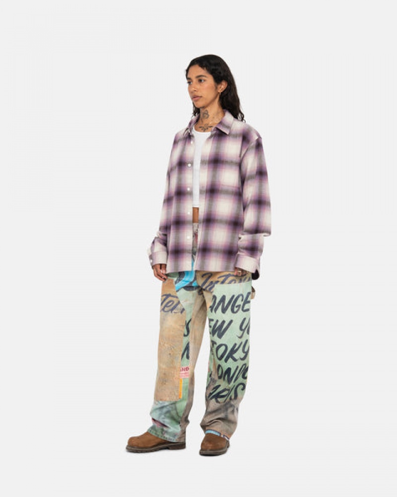 Camisas Stussy Bay Plaid Shirt Hombre Burdeos Chile | WNJ-3378