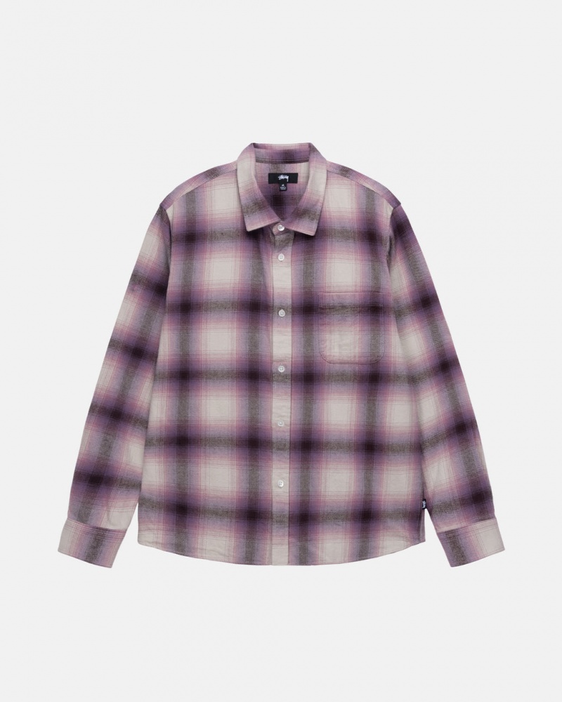 Camisas Stussy Bay Plaid Shirt Hombre Burdeos Chile | WNJ-3378