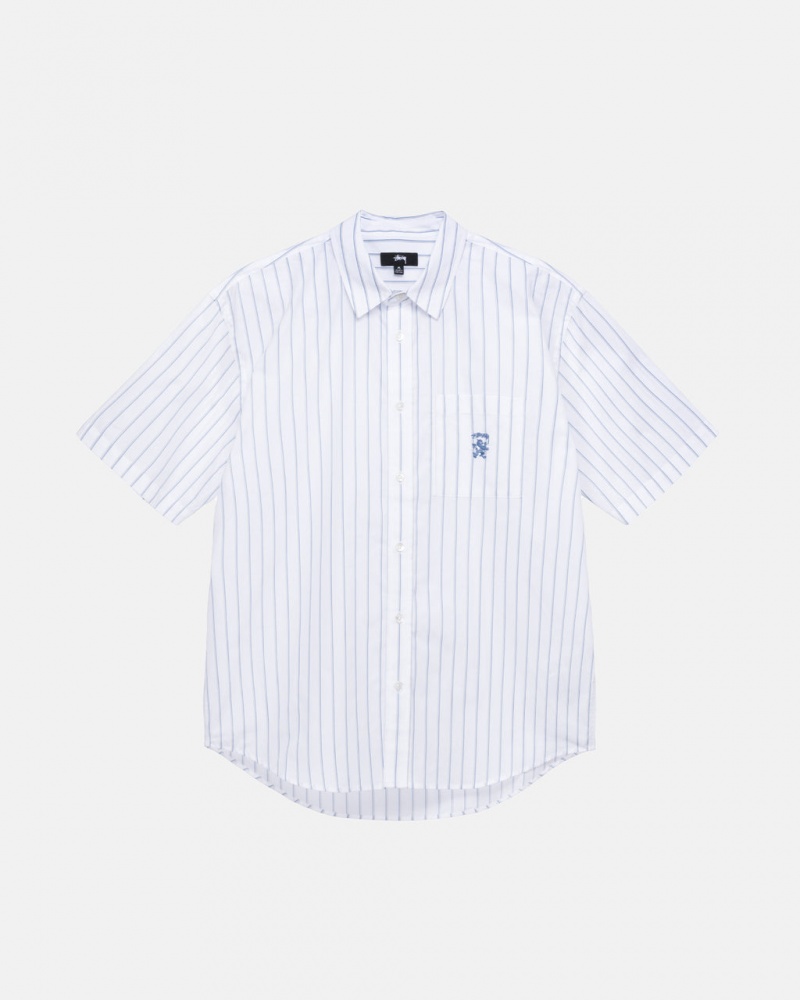 Camisas Stussy Boxy A Rayas Shirt Hombre Blancas Chile | OFP-3042