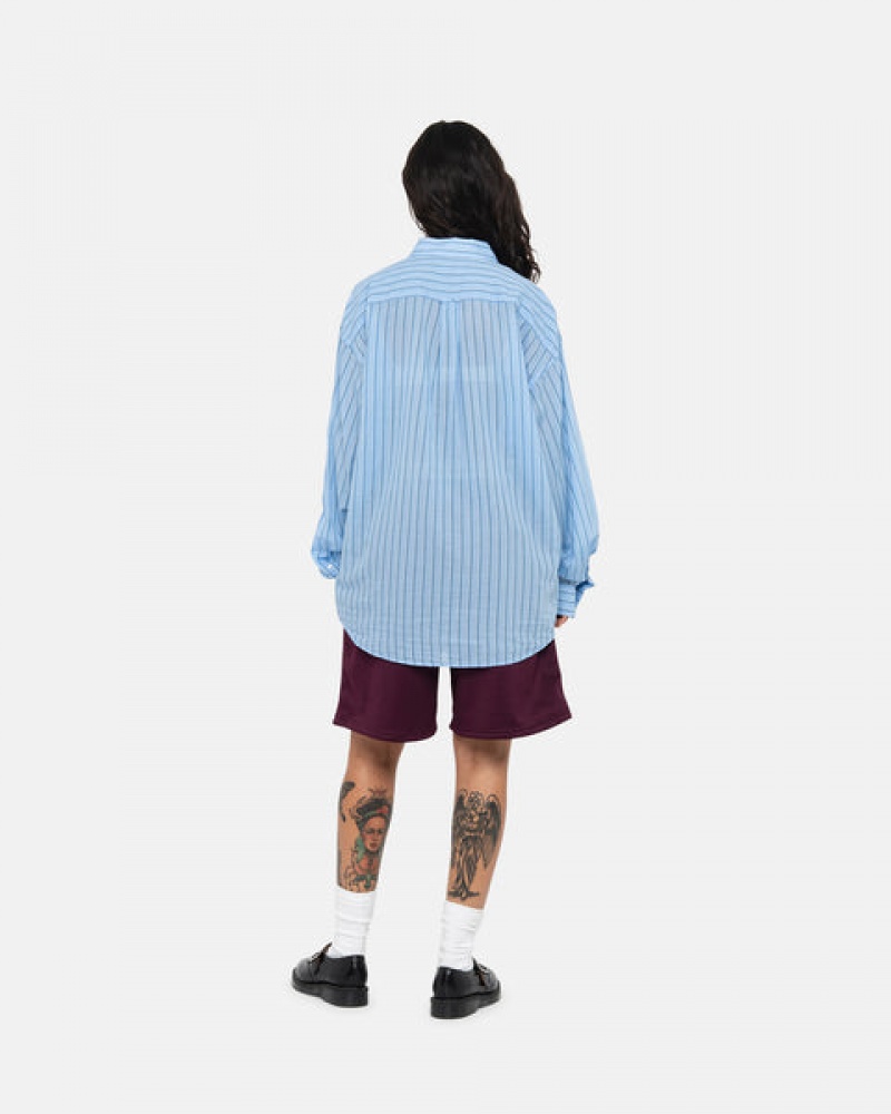 Camisas Stussy Light Weight Classic Shirt Hombre Azules Chile | DUM-3330