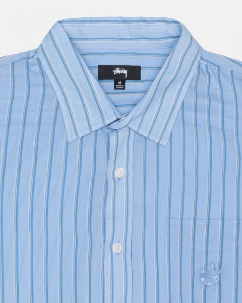 Camisas Stussy Light Weight Classic Shirt Hombre Azules Chile | DUM-3330