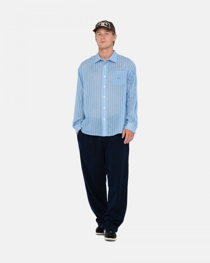 Camisas Stussy Light Weight Classic Shirt Hombre Azules Chile | DUM-3330