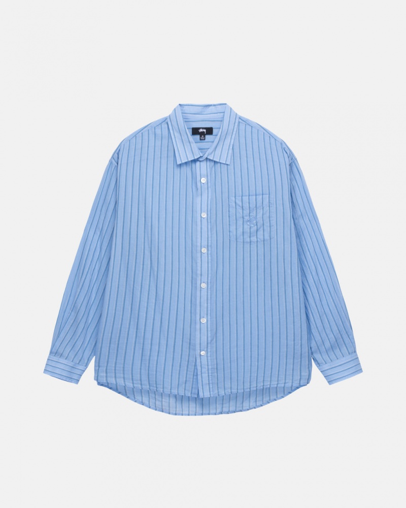 Camisas Stussy Light Weight Classic Shirt Hombre Azules Chile | DUM-3330