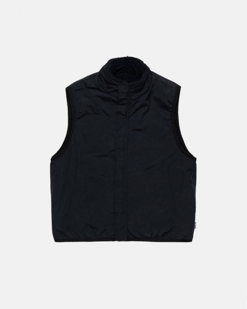 Chaleco Stussy Sherpa Reversible Vest Hombre Negras Chile | NXF-8240