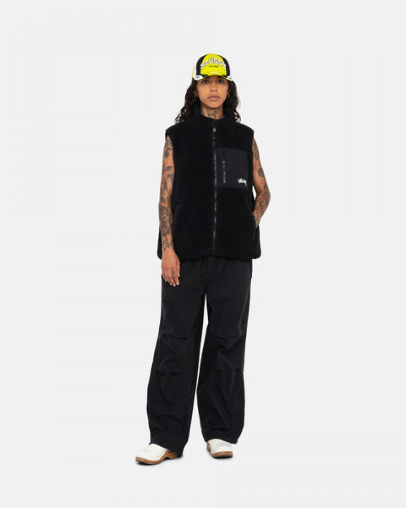 Chaleco Stussy Sherpa Reversible Vest Hombre Negras Chile | NXF-8240