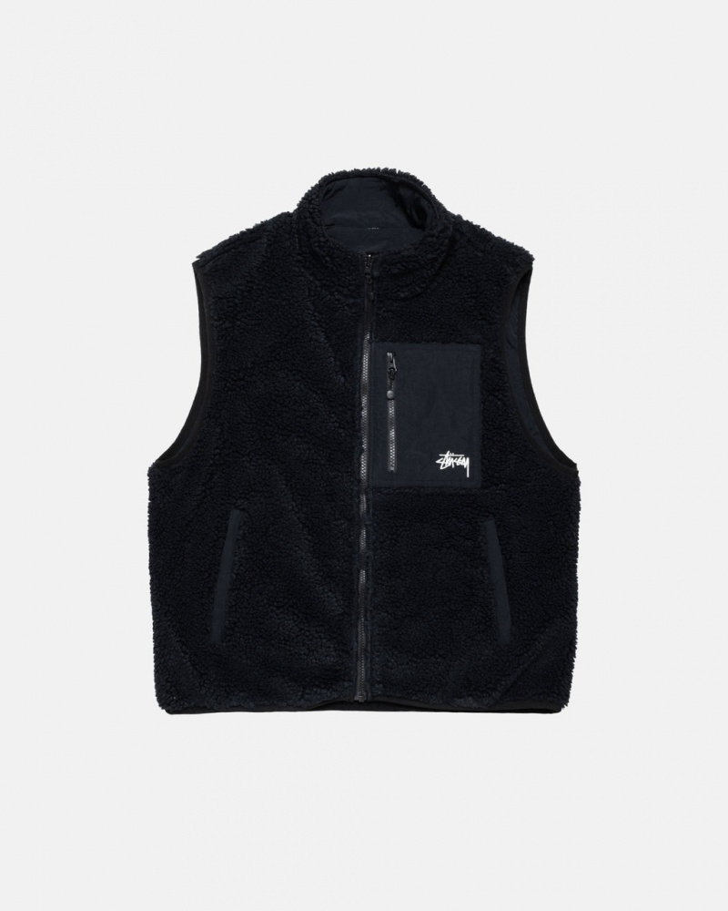 Chaleco Stussy Sherpa Reversible Vest Hombre Negras Chile | NXF-8240