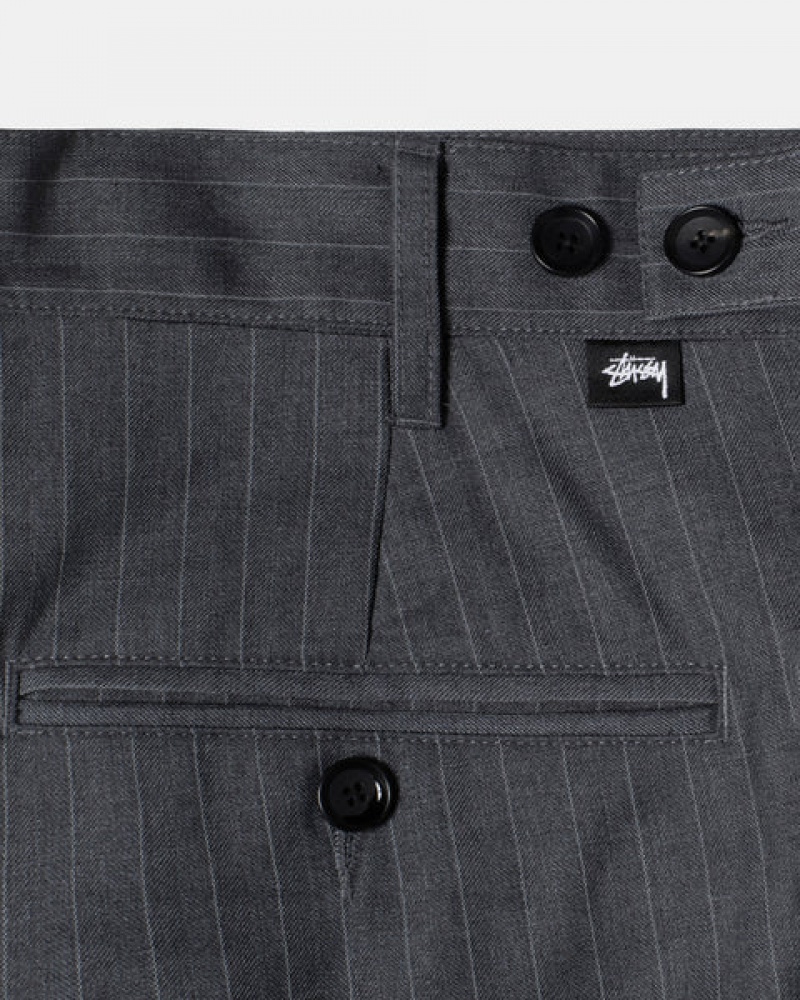 Pantalon Stussy Stripe Volume Plisado Trouser Hombre Gris Chile | ITV-3460