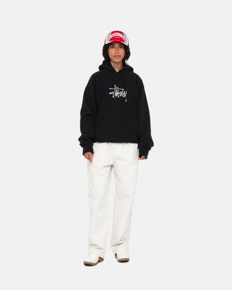 Sudadera con Capucha Stussy Basic Applique Hoodie Mujer Negras Chile | DGG-4485